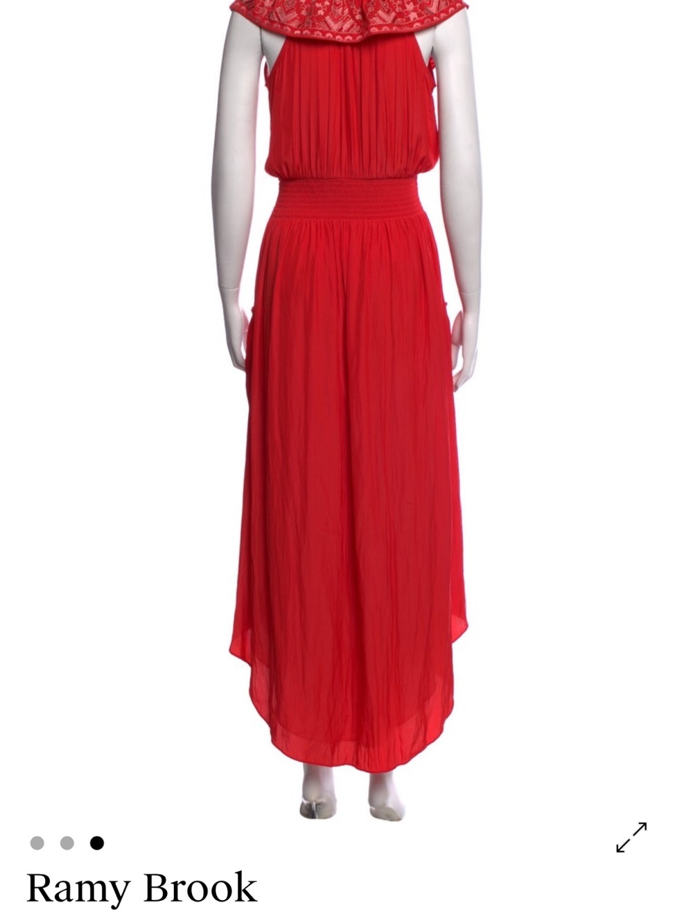 Ramy Brook Red Ruffle V-Neck Maxi Dress - Picture 3 of 3